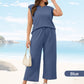 ✨2025 New Women's Casual Sleeveless Top & Wide-Leg Pants Set