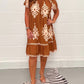 🌸Spring Specials  49%OFF🌸Geometric Pattern Multi Print Square Neck Dress