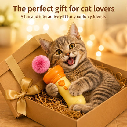 🥳2026 HOT SALE🥳💞50K+ SOLD!⏳✨Electric Cat Wand Toy for Indoor Cats, 2026 New Interactive Automatic Retractable Cat Teaser with Plush Ball, Fuzzy Ball Launchers Enrichment Toy for Kittens Adult Multi Pet Households