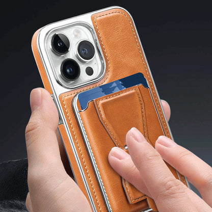 Luxury leather iPhone case with removable magnetic tape