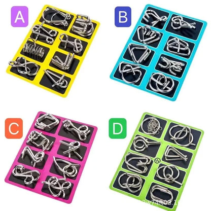 Metal Puzzle Ring Eight-Piece Blue Version Brain Teasers
