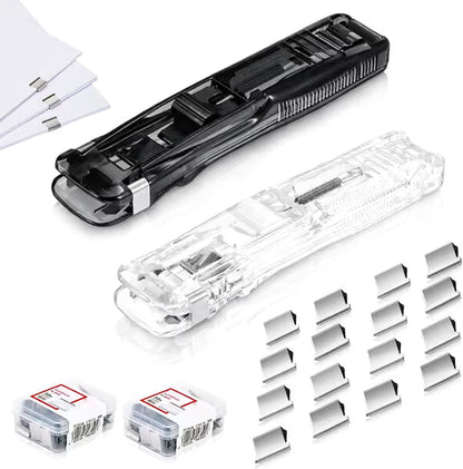 🔥2 Pcs Portable Binder Clip Stapler, with 100 Pcs Small Binder Clips, Non-Destructive Paper Clam Dispenser for Office, Home, School