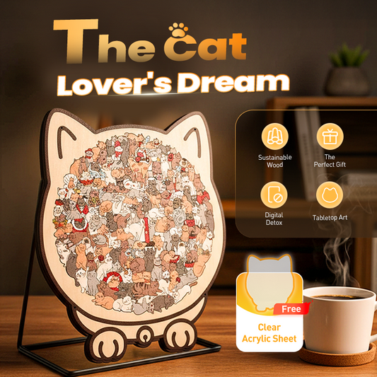 🎁Christmas Sale 50% OFF🎅 135-Piece Morandi-Colored Cat Shaped Wooden Jigsaw Puzzle