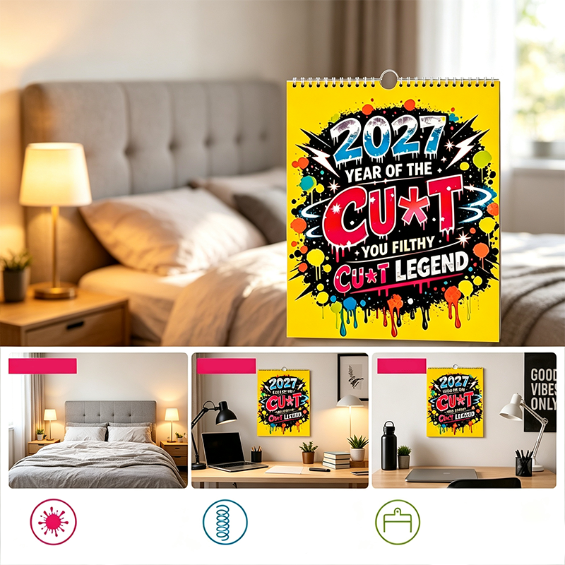 💥Early Bird Sale — 50% OFF🎁2027 Year of the Cunt Wall Calendar – Bold Graffiti Humor Calendar📆🌟