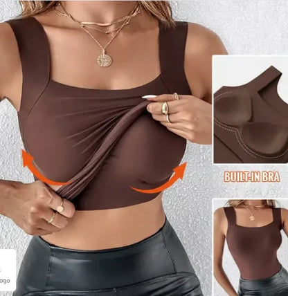 🏆 Last Day Special Price £9.99&Free Shipping ! 💐 Women’s U-Neck Tank Tops with Built-In Bra