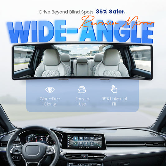 🚗👁️ Wide Car Curved Rear View Mirror – Wide Angle Vision, Easy Installation & Universal Fit（Safe Driving With Greater Visibility!）