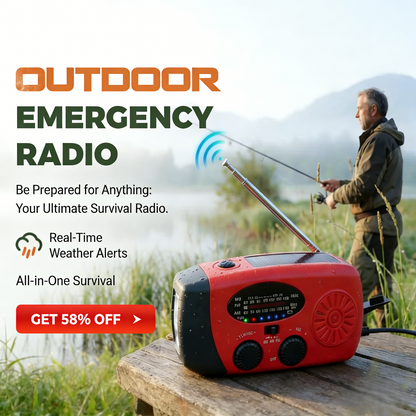 📻 50% OFF NOW! 🔋 Multifunctional Portable Solar Emergency Radio – Power Bank, Hand Crank & Weather Alert for Outdoor & Crisis Preparedness ⚡