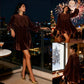 🎉LAST DAY SALE -70% OFF👗Womens A-Line Velvet Lace Overall Pleated Babydoll Mini Dress