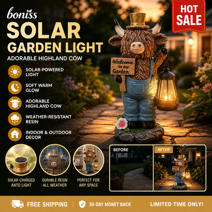 🐮✨ Solar Highland Cow Night Light – Adorable Garden Lantern That Glows Automatically at Night