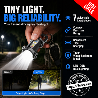 🔦 Rechargeable Keychain Flashlight – 300 Lumens, USB-C Charging & Compact, Unbreakable Design for EDC ⚡