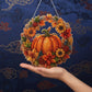 🍂 Autumnal pumpkin wreath with a diamond pattern to hang up – Complete DIY kit