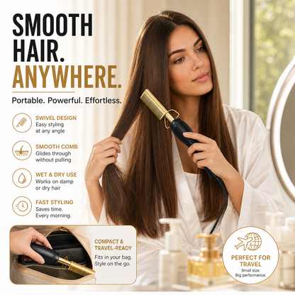 ✨️Amazing Discount on 🔥2026 New Arrival！🎁💇‍♀️Heats in 3 Seconds & Shapes in 5 Seconds！👱‍♀️Create Perfect Hairstyles Quickly！✨️Portable Electric Hair Straightening and Curling Comb