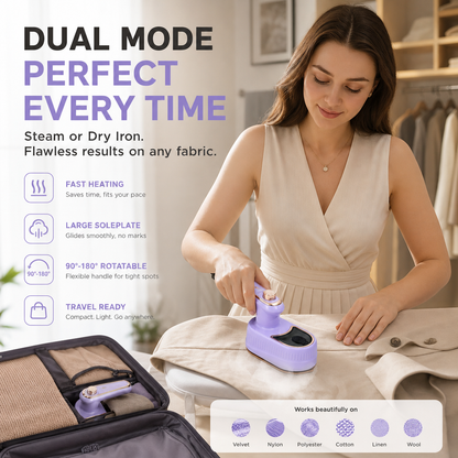 👔 LIMITED-TIME 50% OFF! 🔥 Mini Foldable Steam Iron – Dual Function, 50ml Tank, Rotatable Handle ✈️