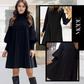 🎉Women's Plus Size Lantern Sleeve Stand Collar Dress👗