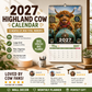 ⏳LAST DAY SALE ONLY ￡9.99!!🔥2027 Funny Highland Cow Wall Calendar | A4 Hanging Calendar | Designed by Isabel Kline