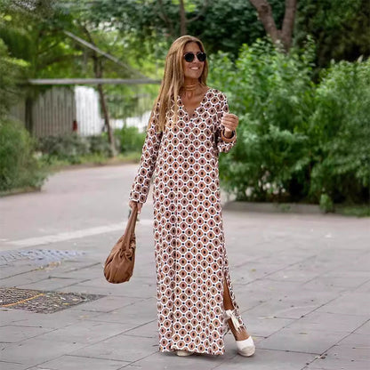🔥NEW ARRIVAL LIMITED TIME OFFER🔥Boho Long Sleeve V-Neck Dress