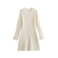 🔥Solid Color Round Neck Knit Long Sleeve Mini Dress👗