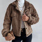 Women's Lapel Button-Down Warm Fuzzy Cropped Coat