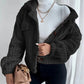 Women's Lapel Button-Down Warm Fuzzy Cropped Coat