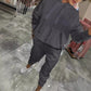 Women's casual suit with long sequins and hood