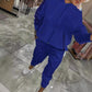 Women's casual suit with long sequins and hood