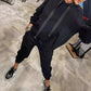 Women's casual suit with long sequins and hood