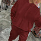 Women's casual suit with long sequins and hood