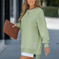 Long Sleeve Pullover Zipper Slit Casual Sweatshirt
