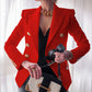 Trendy women's blazers with velvet gold buttons.