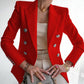 Trendy women's blazers with velvet gold buttons.