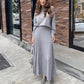 Women's Round-Neck Top ＆ Pleated Skirt 2-Piece Set
