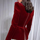 Velvet Square Neck Colorblock Pleated Mini Dress for Women