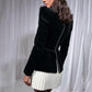 Velvet Square Neck Colorblock Pleated Mini Dress for Women