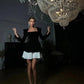 Velvet Square Neck Colorblock Pleated Mini Dress for Women