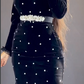 🎅Xmas Sales - 50% OFF🎄Women's Rhinestone Dress with Ruched Ruffle Hem