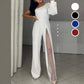 🔥🖤Black Friday Sale:50% OFF🔥Women's One Shoulder Glitter Mesh Flared Jumpsuit