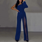 🔥🖤Black Friday Sale:50% OFF🔥Women's One Shoulder Glitter Mesh Flared Jumpsuit