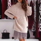 💖Limited Sale 50% OFF💖Women’s Semi Turtleneck Loose Sweatshirt and Sleeveless Mini Gauze Dress Set