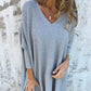 🌈 HOT SALE 🌈 Women's Long Sleeve Knitted V-Neck Loose Long Top