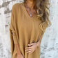 🌈 HOT SALE 🌈 Women's Long Sleeve Knitted V-Neck Loose Long Top