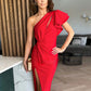 🎉 New Year 50% OFF 🛍️Sloped Shoulders Cut-Out Ruffle Sleeve Dress
