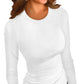 💥Hot Sale🍃Women’s Solid Round-Neck Long-Sleeve Slim Fit Tops