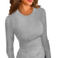 💥Hot Sale🍃Women’s Solid Round-Neck Long-Sleeve Slim Fit Tops