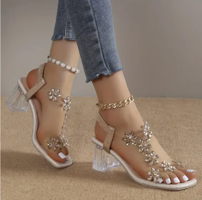 🎁Hot Sale⏳Fashion Elastic Women's Sandals with Rhinestones