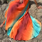 ✨New Arrival✨Neon Sunset Printed Metal Decoration Cutout Back Tie-up Vacation Maxi Dress