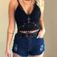 Women Floral Lace Lace Longline Bra Crop Top