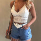 Women Floral Lace Lace Longline Bra Crop Top