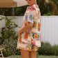 Printed Short Sleeve Shirt & Elastic Waist Shorts Set