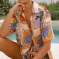 Printed Short Sleeve Shirt & Elastic Waist Shorts Set