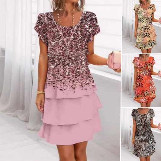 🎁 Limited Sale 49% OFF 🔥Versatile Stylish Leopard Colorful Print Sequin Dress